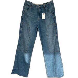 Good American Good Ease Relaxed Mid-Rise Fit With Wide Leg Indigo 879 Size 12/31